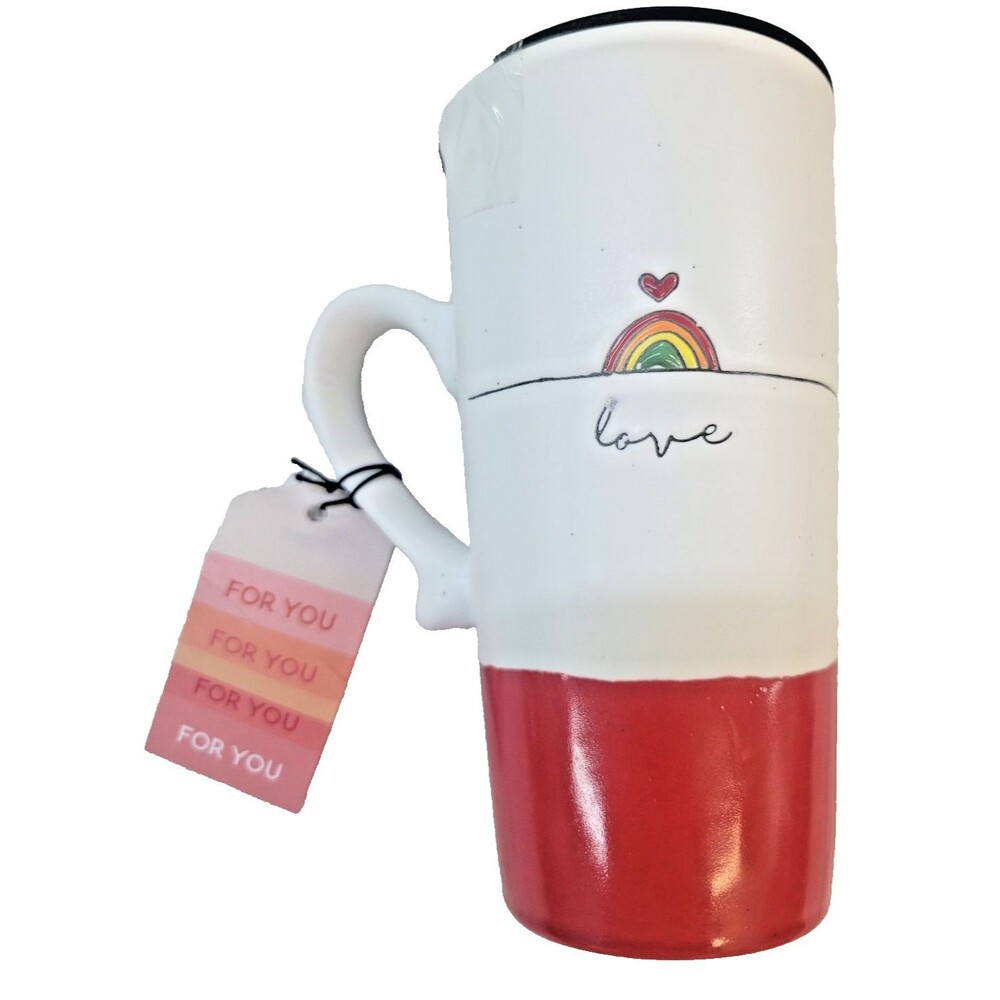 Sheffield Home Red/Cream Rainbow Love Ceramic Coffee Mug